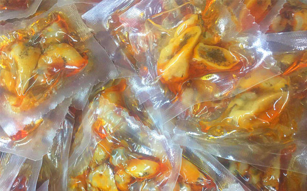 香辣牛牛肉、鮑螺肉